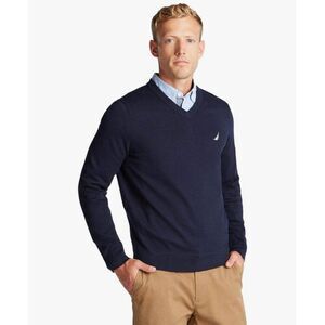 Nautica Classic Fit Navtech Soft Long Sleeve V-Neck Sweater Navy Blue Large